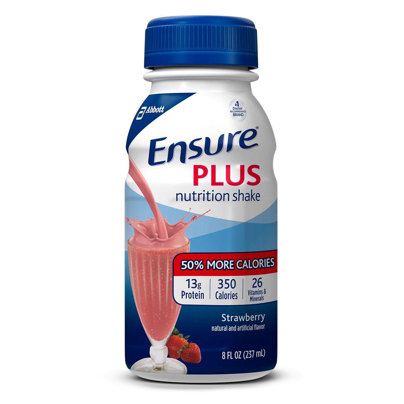 Ensure Plus Nutrition Shake with 13 grams of high-quality protein, Meal Replacement Shakes, Strawberry, 8 fl oz, 24 count by Ensure Plus