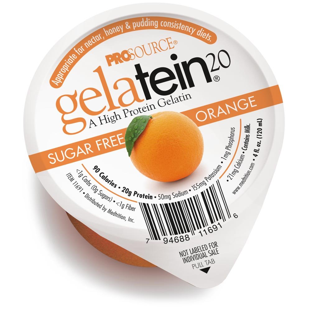 Gelatein 20 Orange: 20 grams of protein. Sugar free. Ideal for clear liquid diets, swallowing difficulties, bariatric, dialysis and oncology. Great pre or post-workout snack. (36 pack) by Medtrition