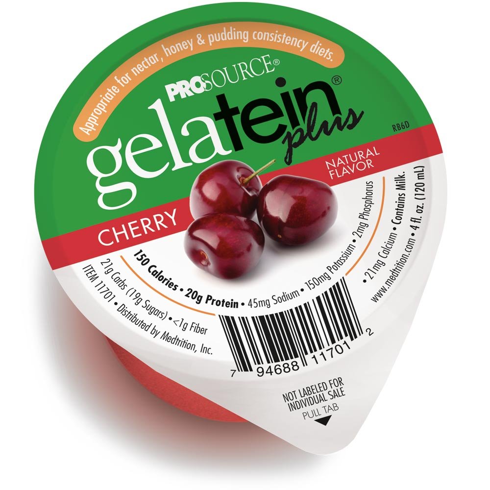 GelaTein Plus Cherry: 20 grams of protein. Ideal for clear liquid diets, swallowing difficulties, bariatric, dialysis and oncology. Great pre or post-workout snack. (36 pack) by Medtrition