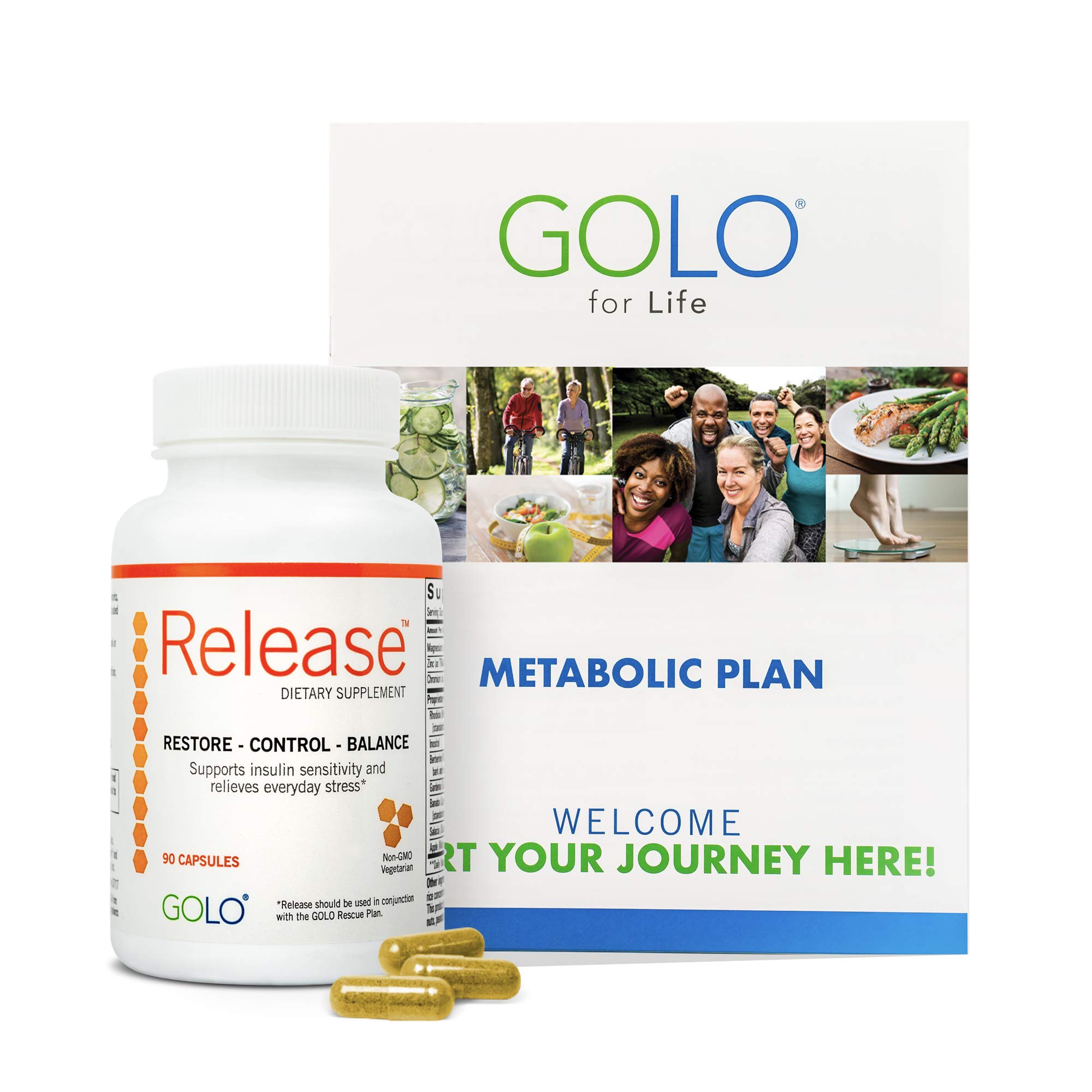 GOLO Release Diet Supplement - Metabolic Plan Health Management System - Boosts Energy, Balances Hormones - No Caffeine, No Stimulants, Vegetarian Safe - 1 Bottle - 30 Day Supply - 90 Capsules by GOLO