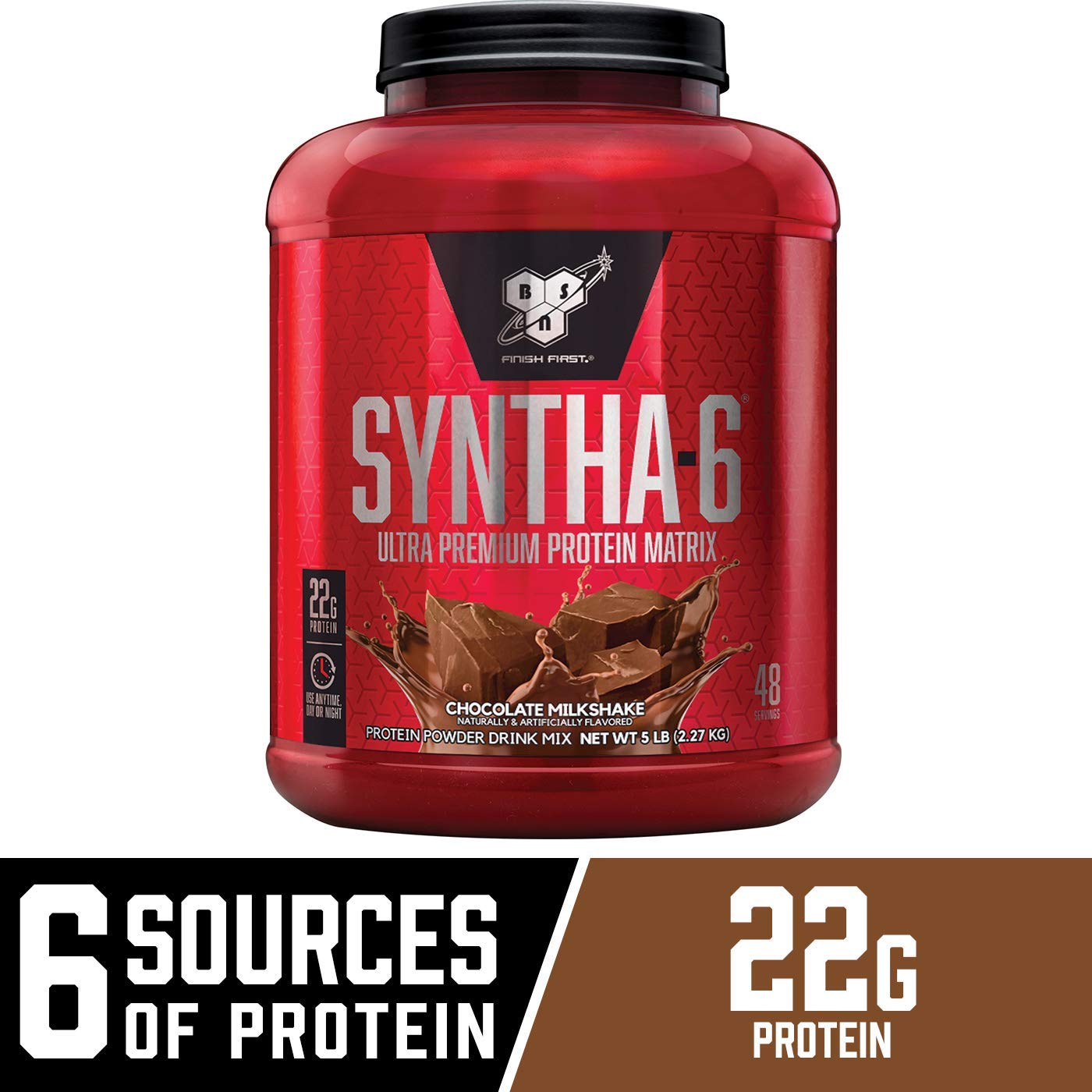 BSN SYNTHA-6 Whey Protein Powder, Micellar Casein, Milk Protein Isolate, Chocolate Milkshake, 48 Servings (Packaging May Vary) by BSN