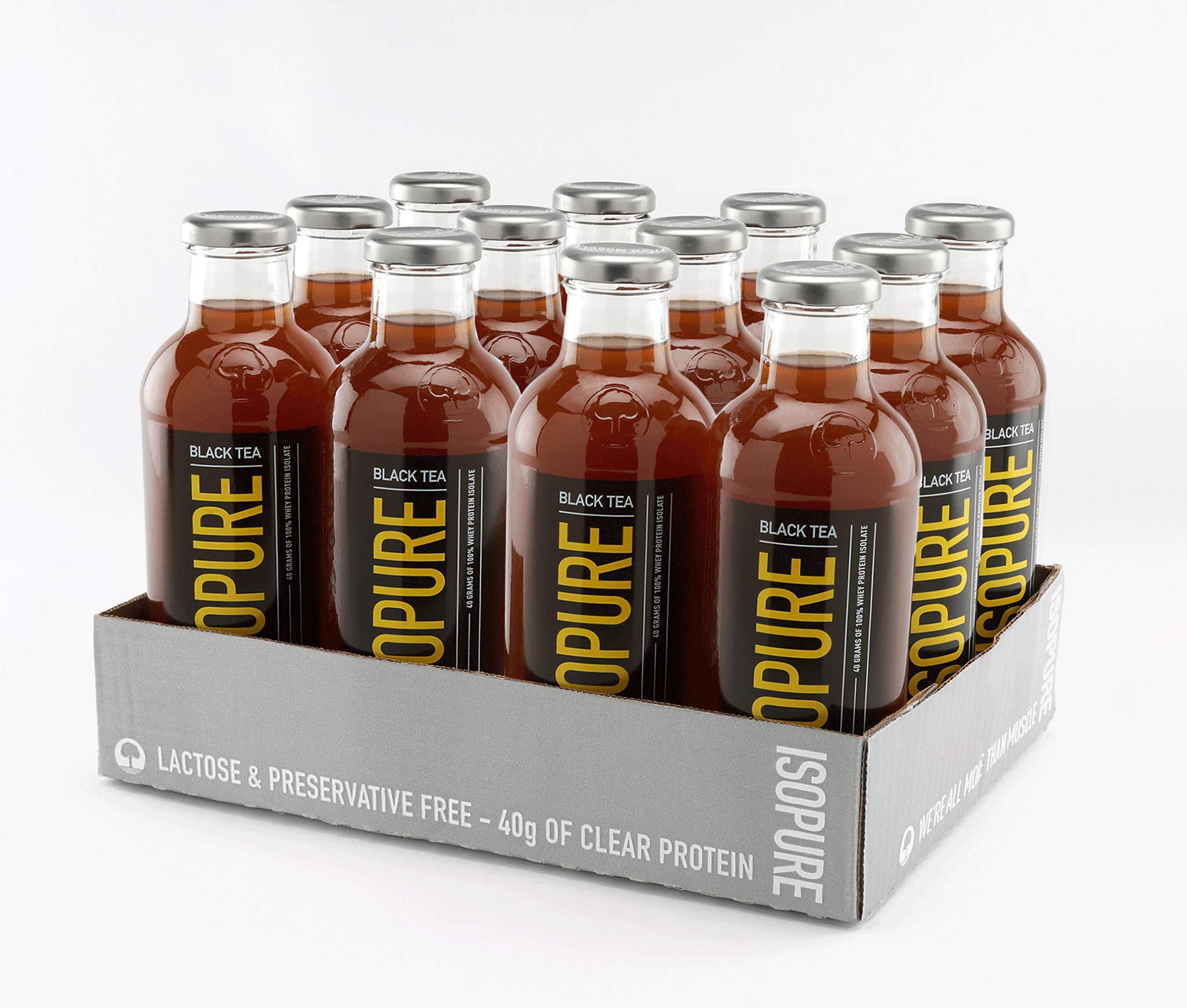 Isopure 40g Protein, Zero Carb Ready-To-Drink- Black Tea Lemon, 20 Ounce (Pack of 12) by Isopure