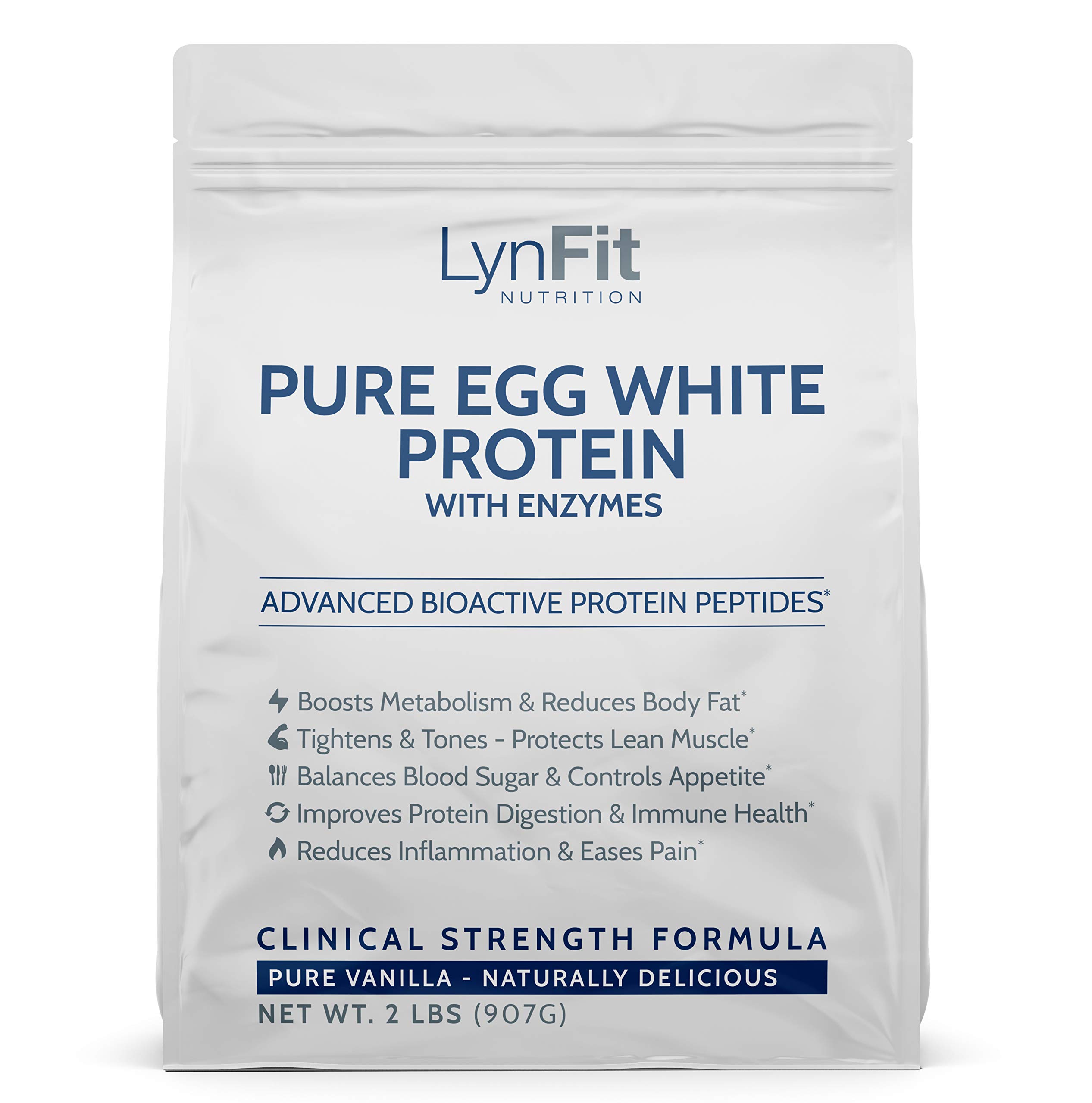 All-Natural, Metabolic Boosting Egg White Protein Powder - Pure Vanilla - 2 Pounds by LynFit Nutrition